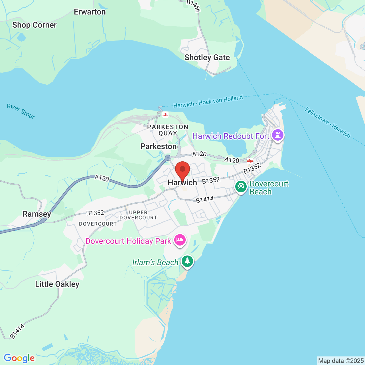 Map showing location of 3 Parkeston bypass, Harwich, United Kingdom, CO12 4EN