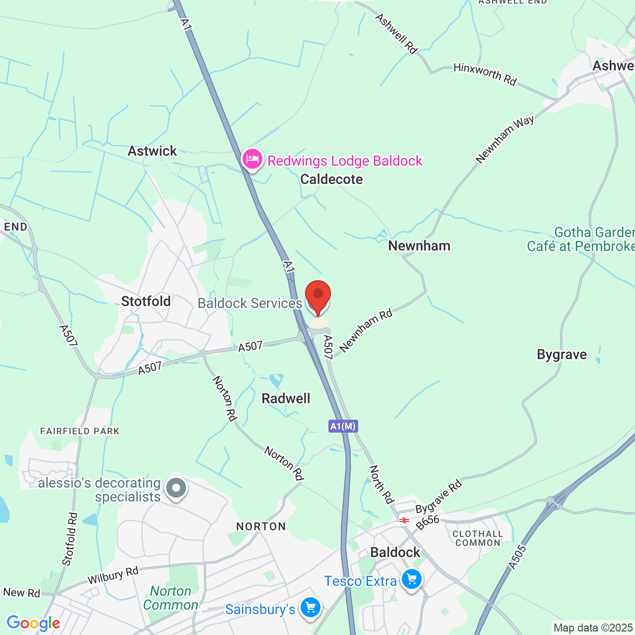 Map showing location of Radwell, United Kingdom, SG7 5TR