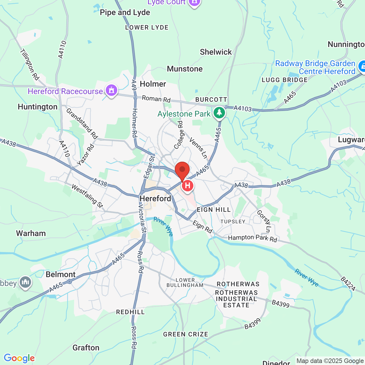 Map showing location of Stonebow Road, Hereford, United Kingdom, HR1 2BB
