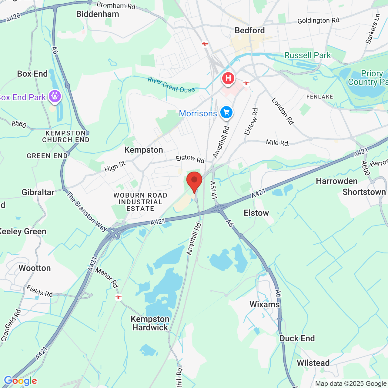 Map showing location of Unit 8, Ampthill Road, Kempston, United Kingdom, MK42 7AZ
