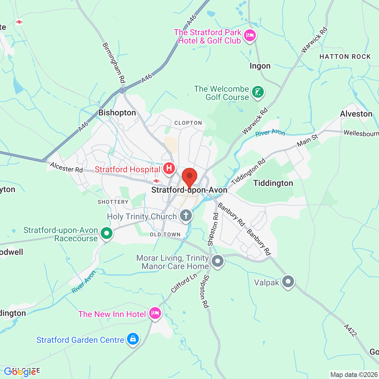 Map showing location of Unit O, The Maybird Retail Park, Birmingham Road, Stratford Upon Avon, United Kingdom, CV37 0HZ