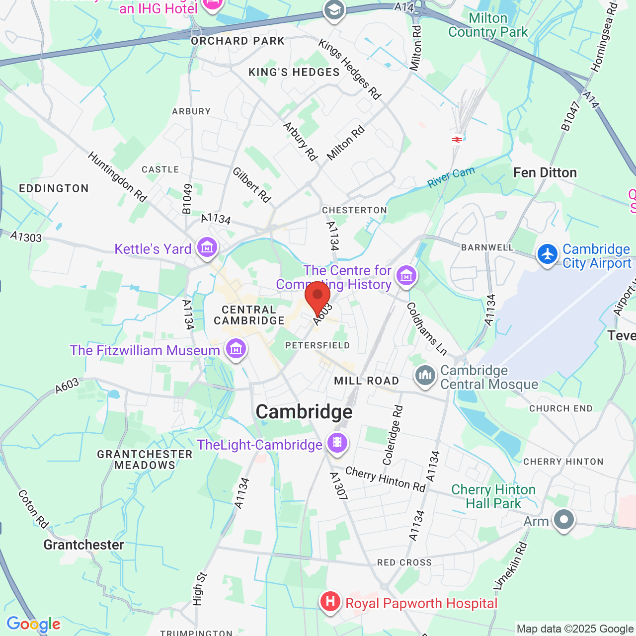 Map showing location of 174, East Road, Cambridge, United Kingdom, CB1 1BG