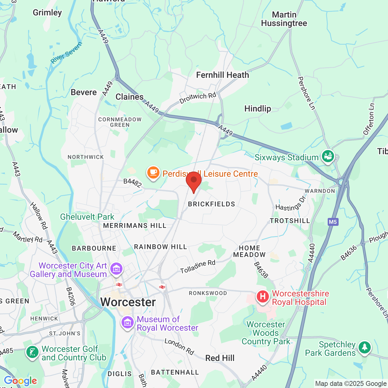 Map showing location of Blackpole Road, Worcester, United Kingdom, WR3 8HP