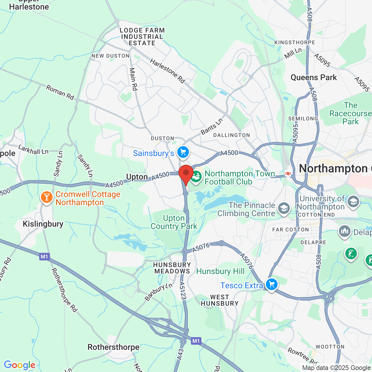 Map showing location of Upton Way, Northampton, United Kingdom, NN5 4EG