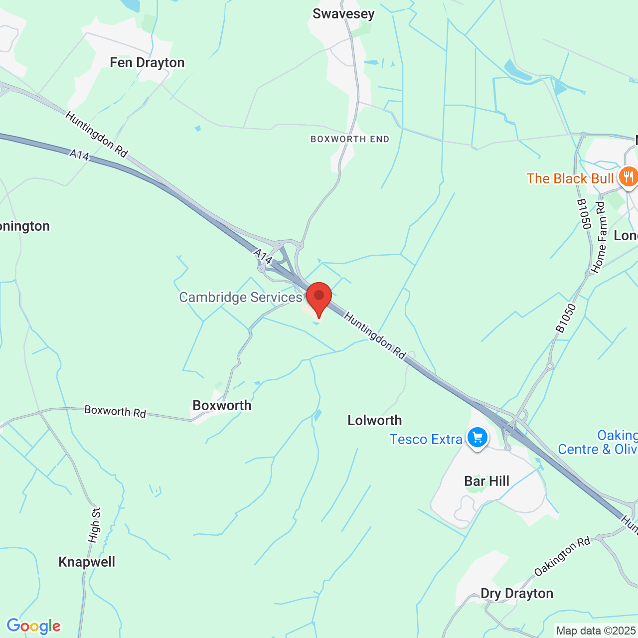 Map showing location of Boxworth, United Kingdom, CB23 4WU