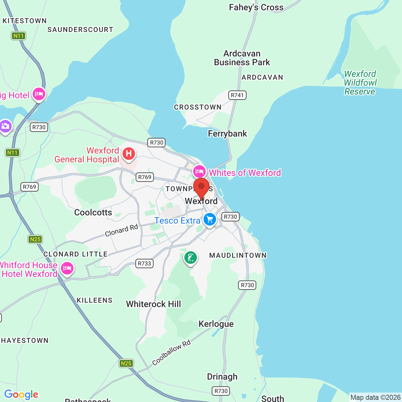 Map showing location of Ireland, Wexford - Y35, Wexford, Ireland, Y35
