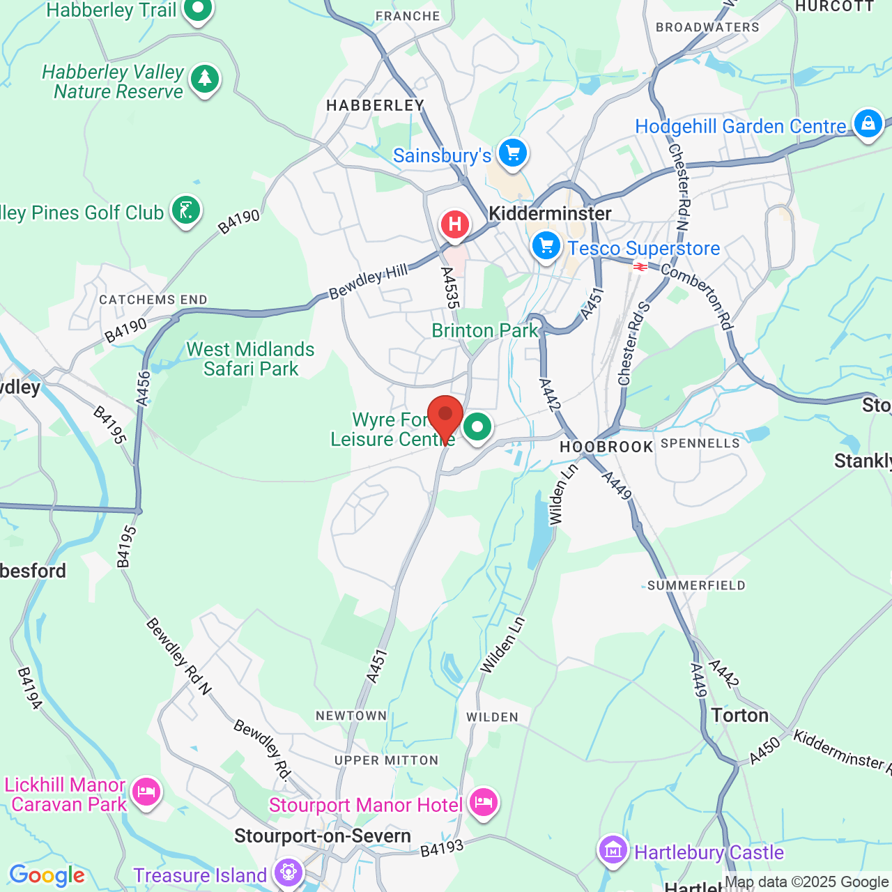 Map showing location of 123, Stourport Road, Kidderminster, United Kingdom, DY11 7BW