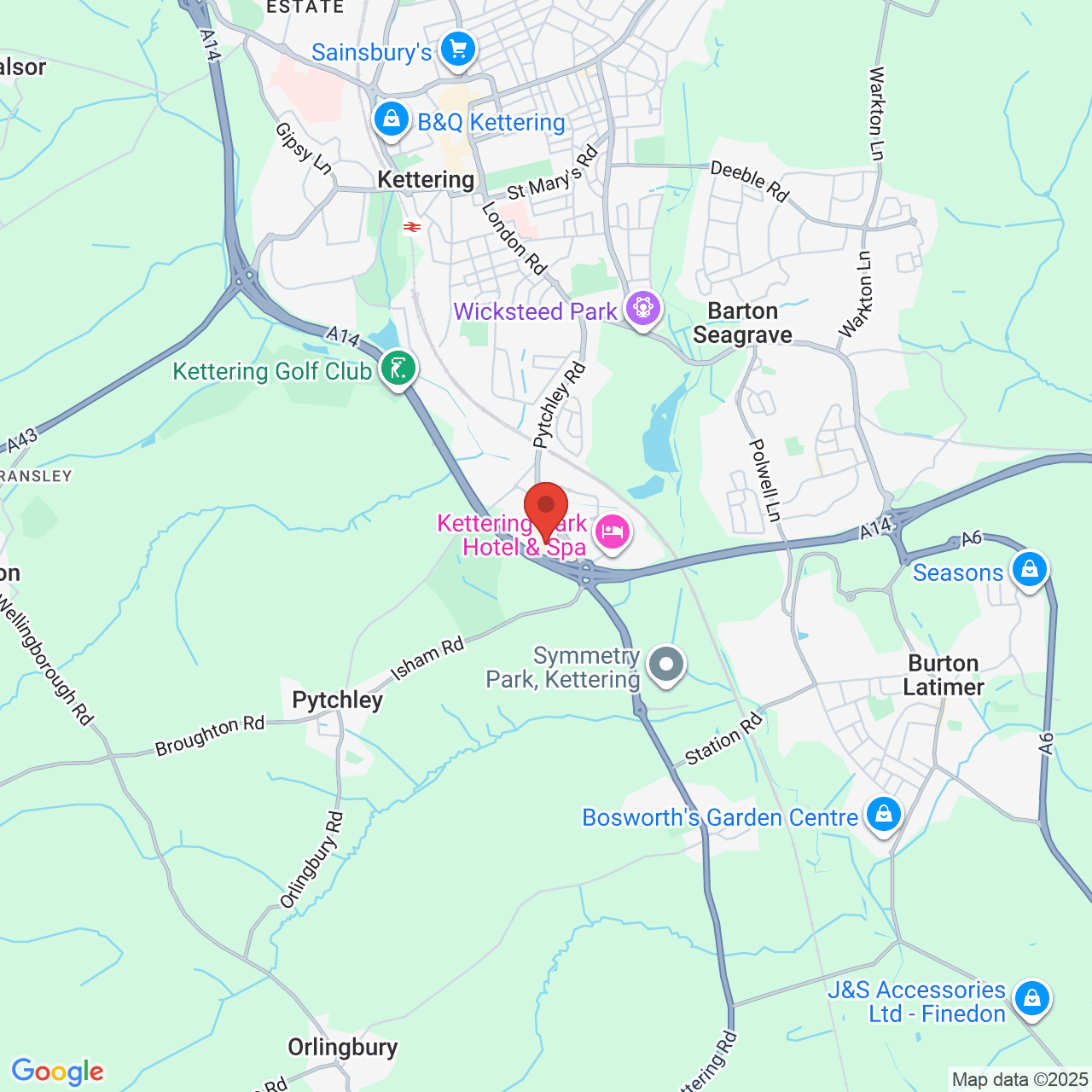 Map showing location of Unit 4, Wellingborough Road, Kettering, United Kingdom, NN15 6XS