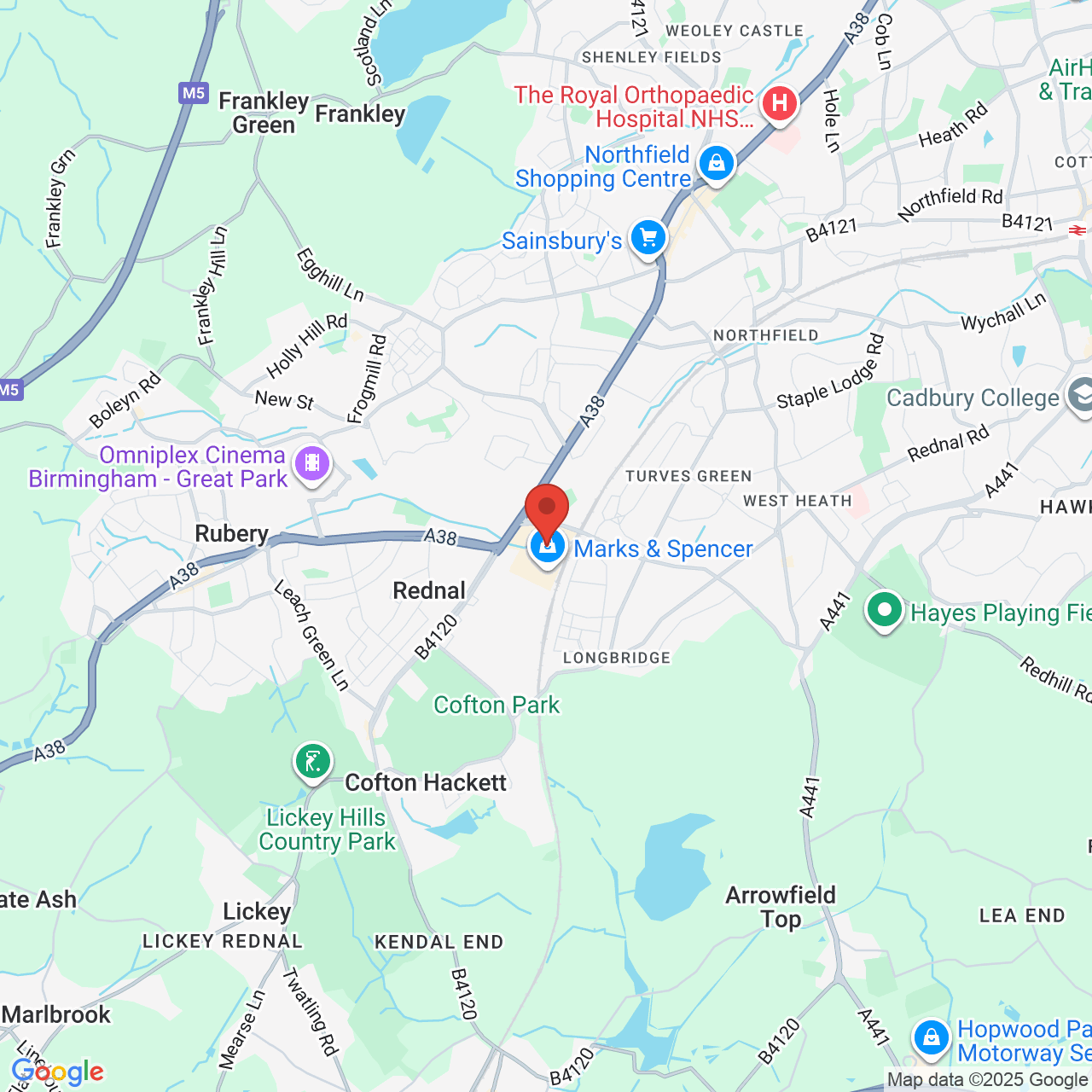 Map showing location of 21, High Street, Birmingham, United Kingdom, B31 2UQ