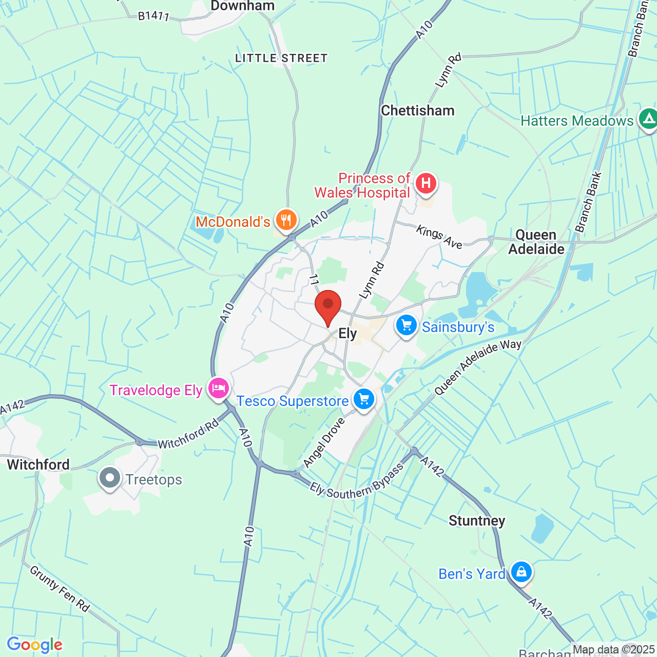 Map showing location of Ely, United Kingdom, CB6 2SH