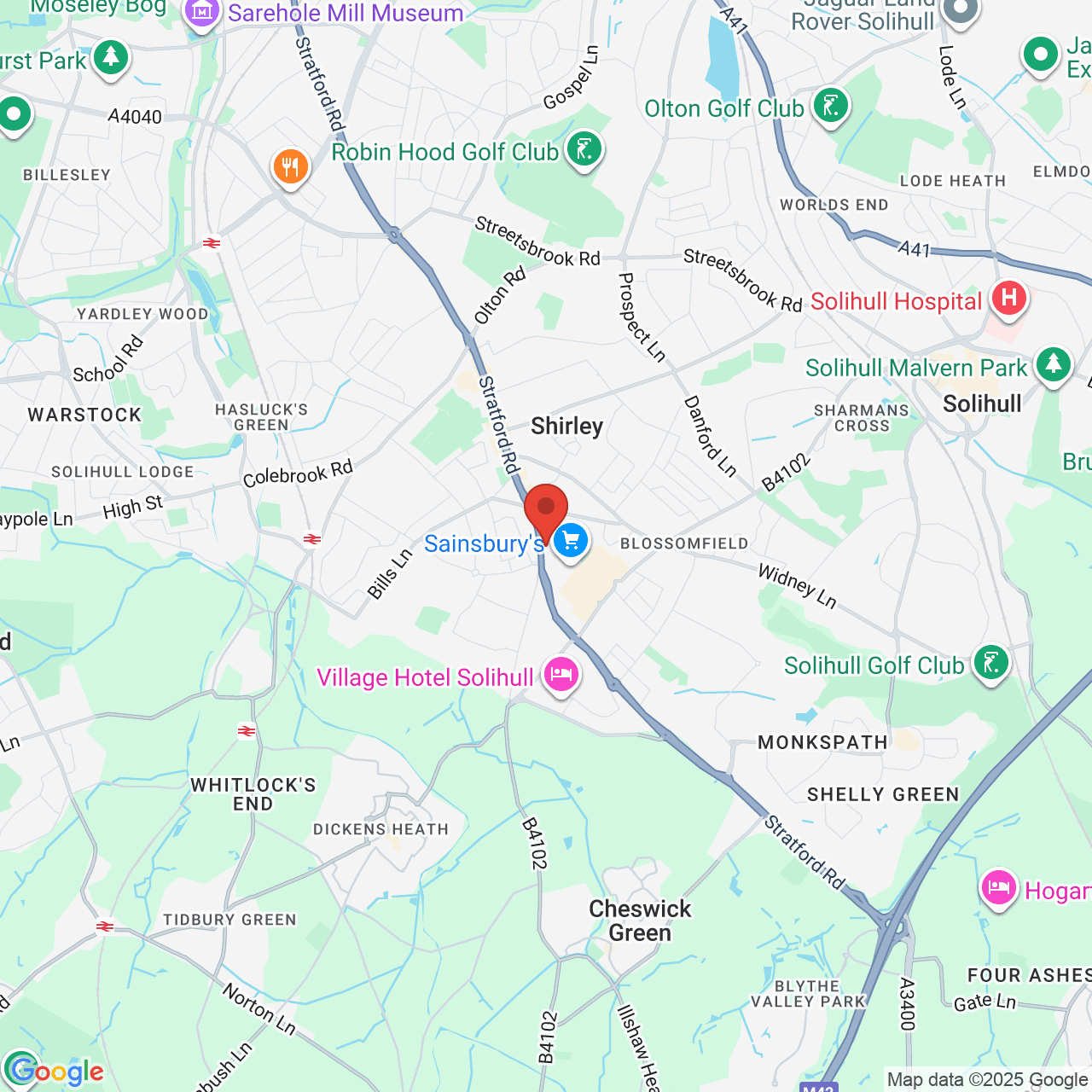 Map showing location of 473, Stratford Road, Shirley, United Kingdom, B90 4AD