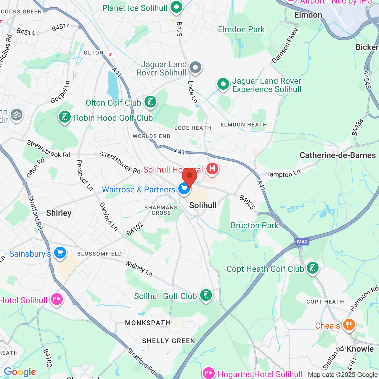 Map showing location of 42 station road, Solihull, United Kingdom, B91 3RX