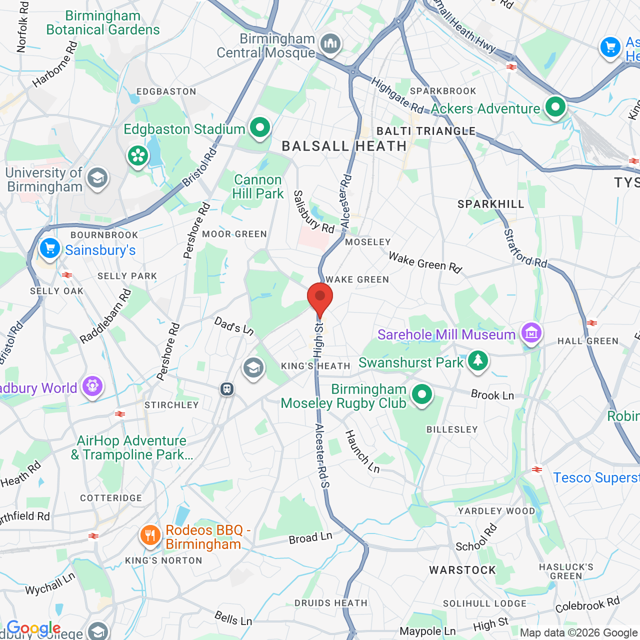 Map showing location of 37, High Street, Birmingham, United Kingdom, B14 7BH
