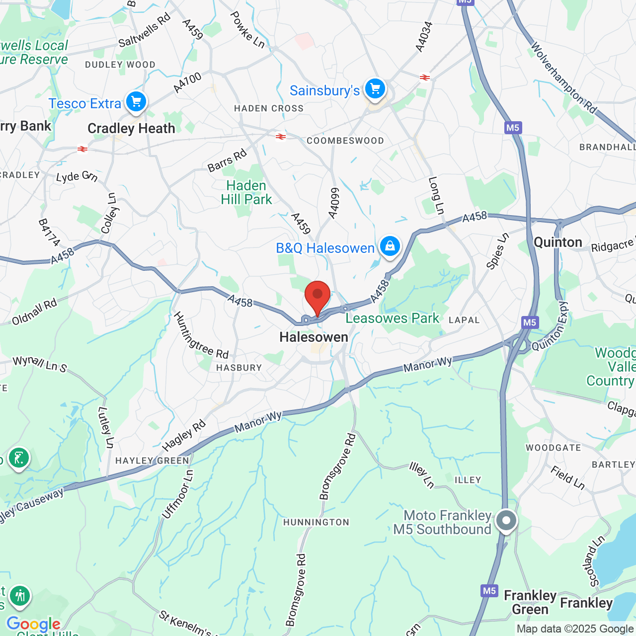 Map showing location of Earls Way, Halesowen, United Kingdom, B63 3HR
