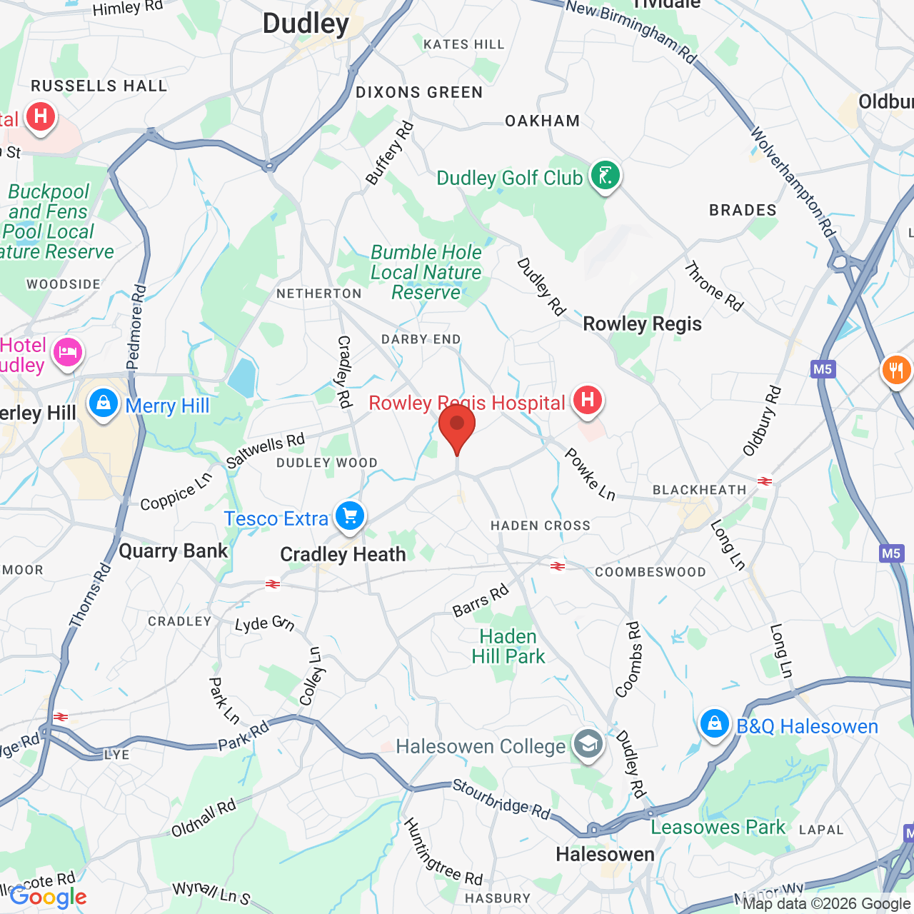 Map showing location of Halesowen Road, Old Hill, United Kingdom, B64 5LS