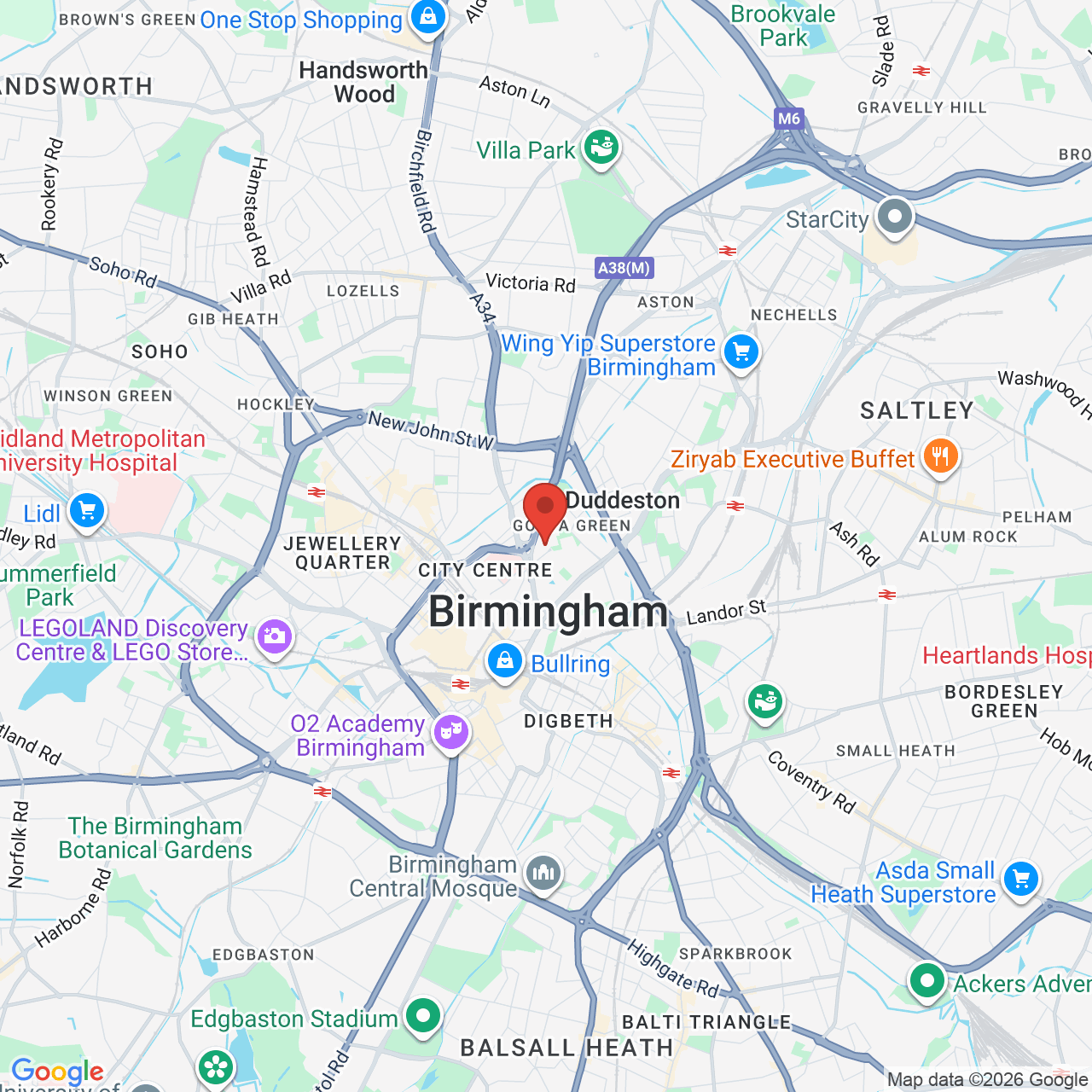 Map showing location of Birmingham, United Kingdom
