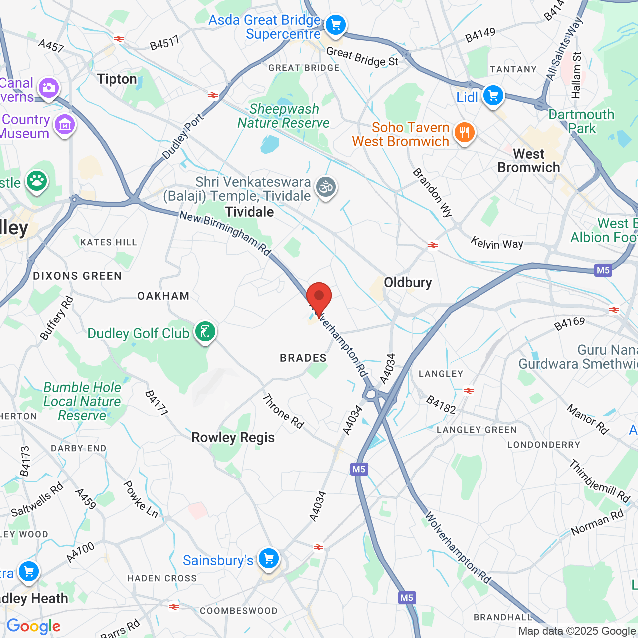 Map showing location of Wolverhampton Road, Lakeside, United Kingdom, B69 2BH