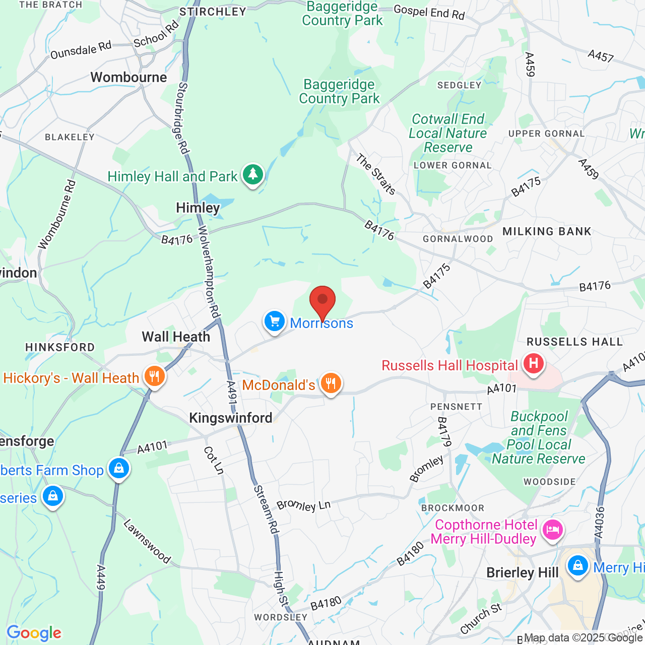 Map showing location of Stalling's Lane, Kingswinford, United Kingdom, DY6 7AP