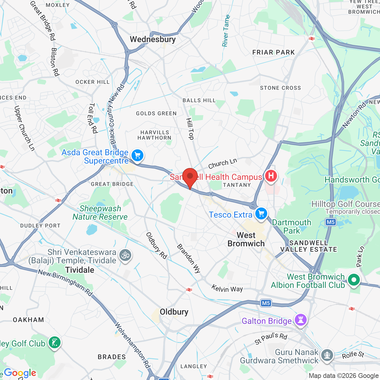 Map showing location of Unit 1 Carter's Grn, Dudley St, West Bromwich, United Kingdom, B70 9RL