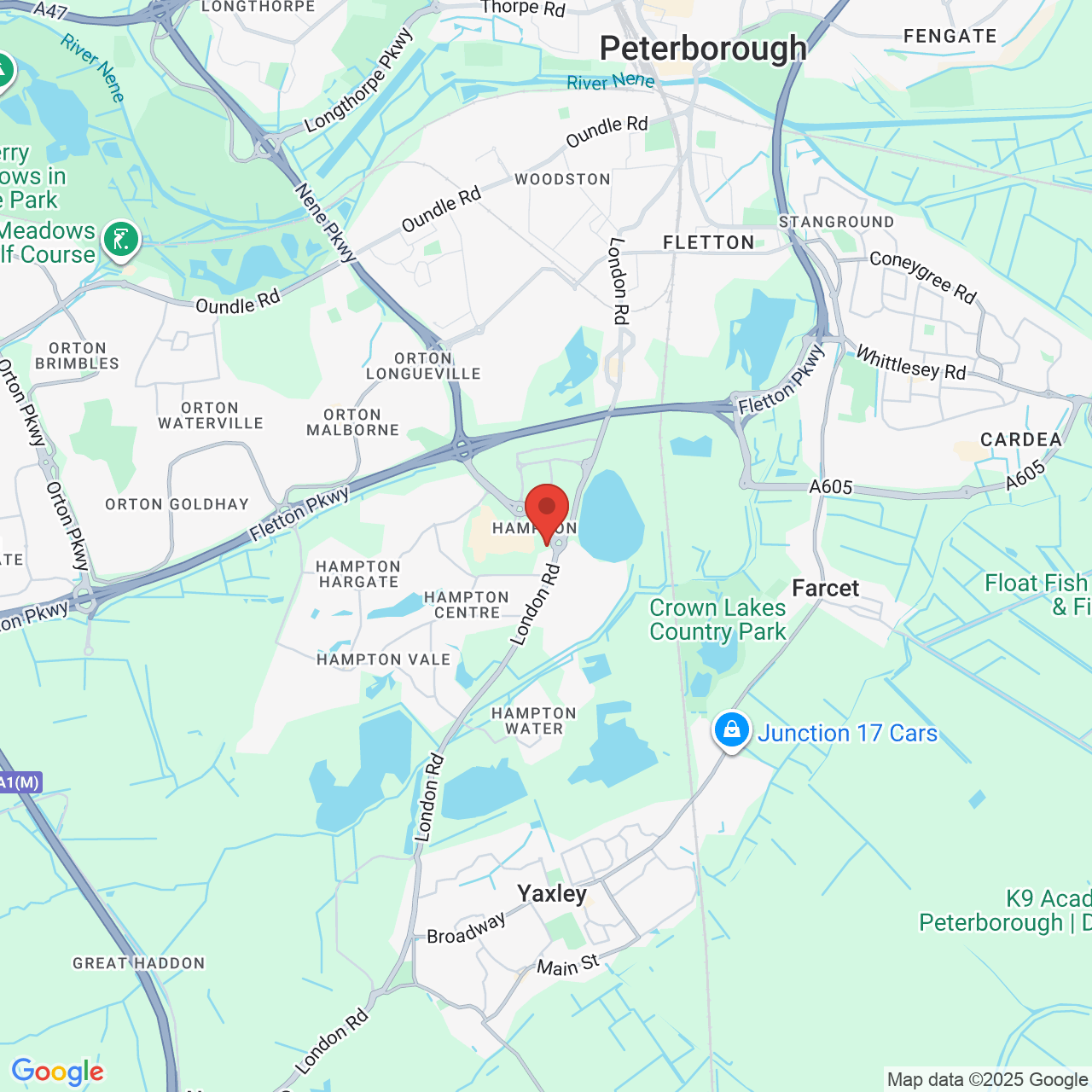 Map showing location of Ashbourne Road, Peterborough, United Kingdom, PE7 8BT