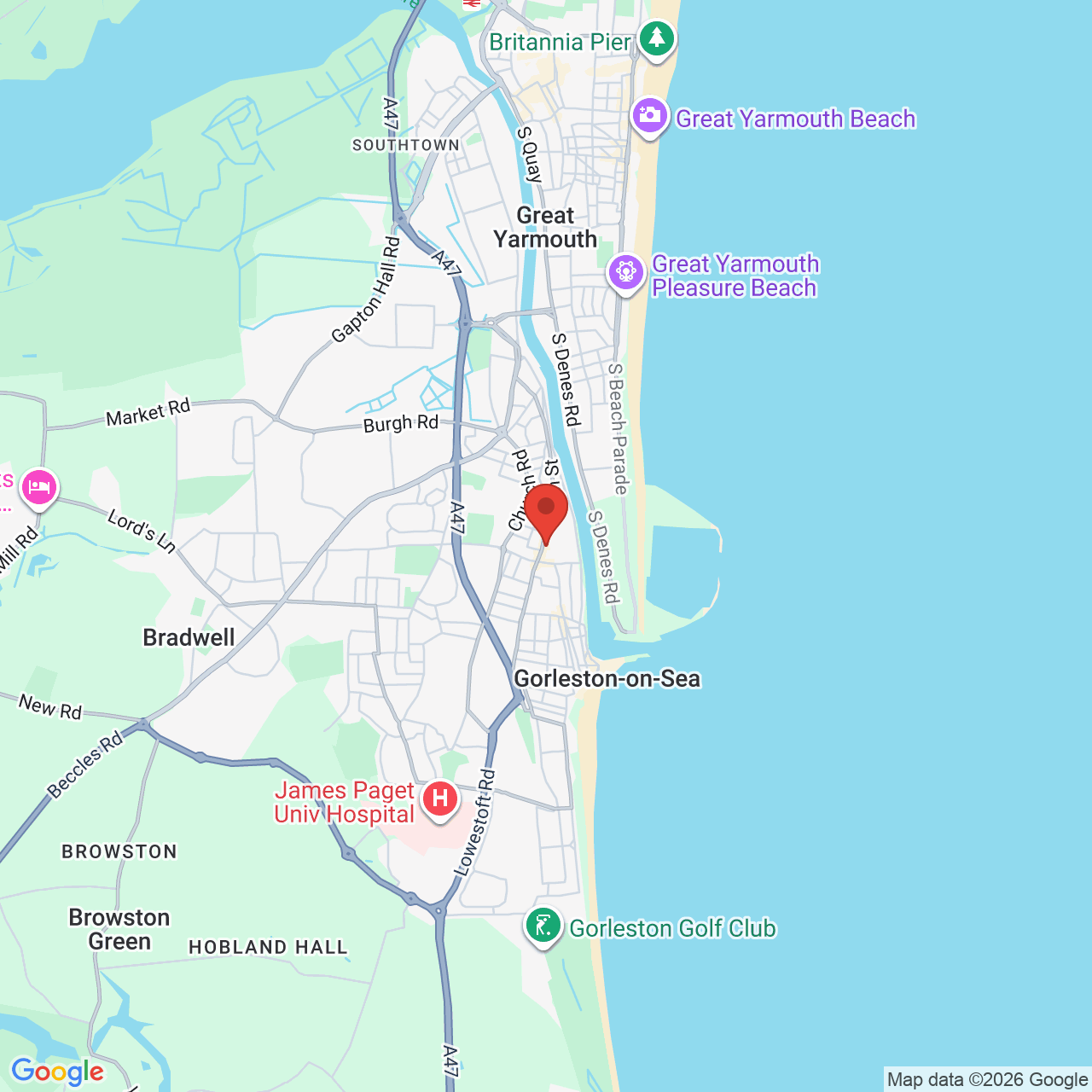 Map showing location of 113A, High Street, Gorleston-on-Sea, United Kingdom, NR31 6RE