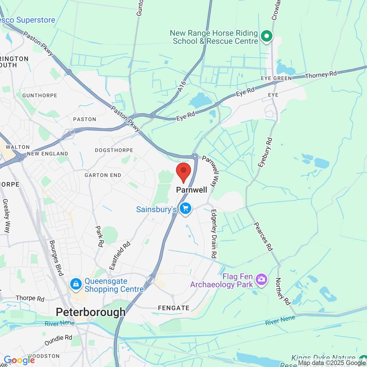 Map showing location of Eye Road, Peterborough, United Kingdom, PE1