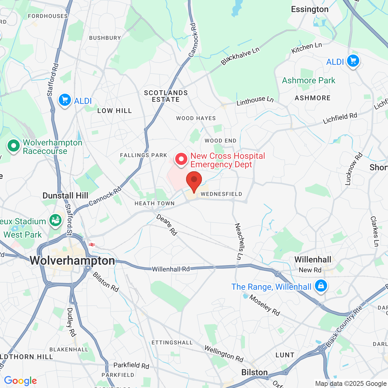 Map showing location of Wolverhampton, United Kingdom, WV11 1TZ