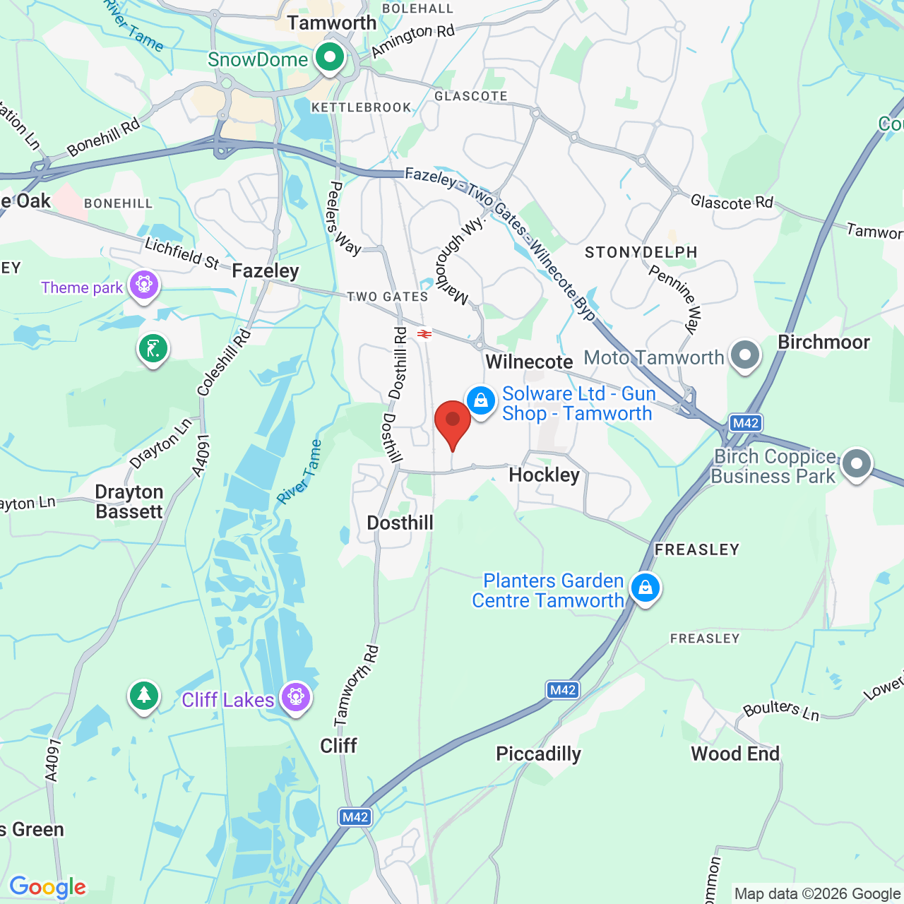 Map showing location of Ninian Way, Tamworth, United Kingdom, B77 5ES