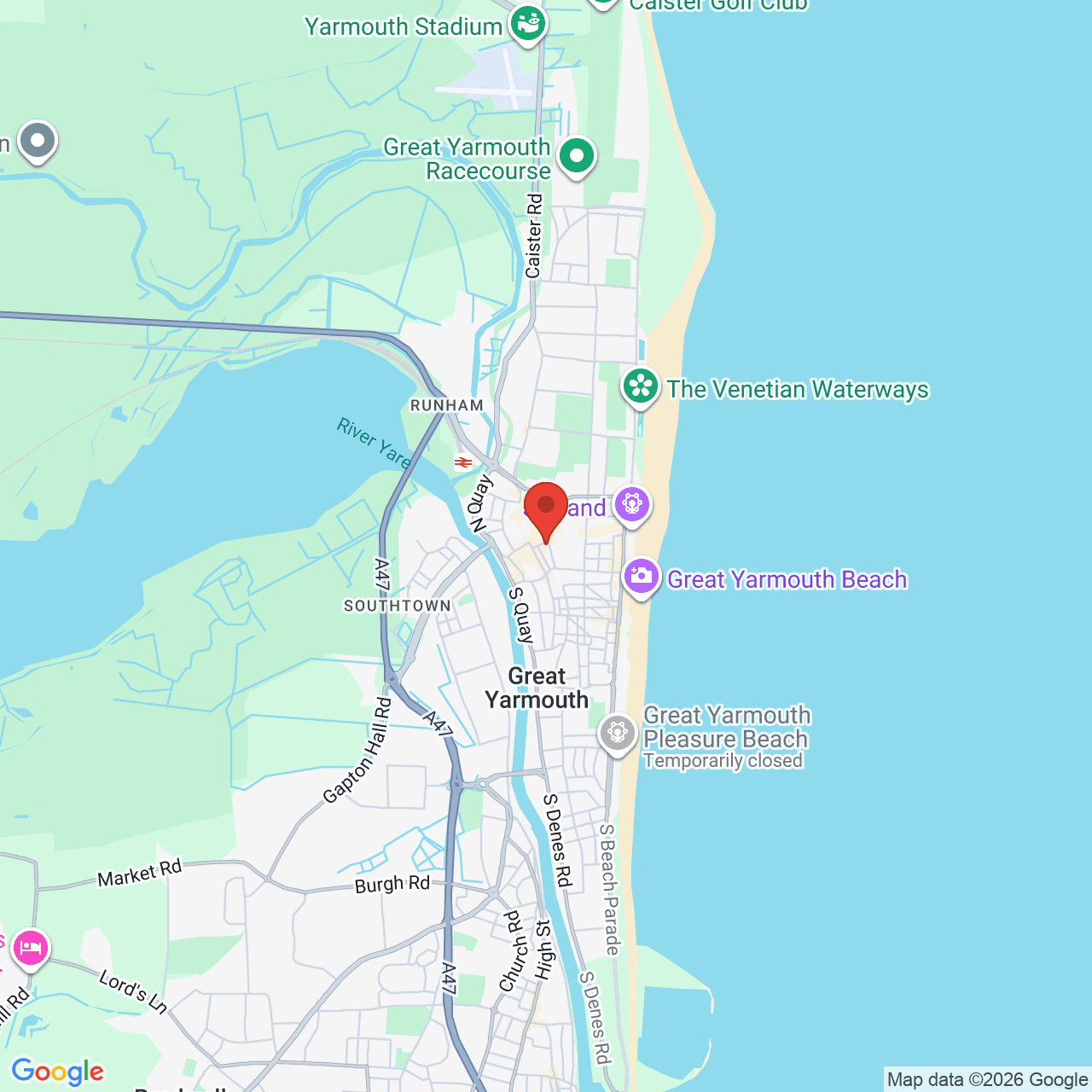Map showing location of 114A, Regent Road, Great Yarmouth, United Kingdom, NR30 2AB