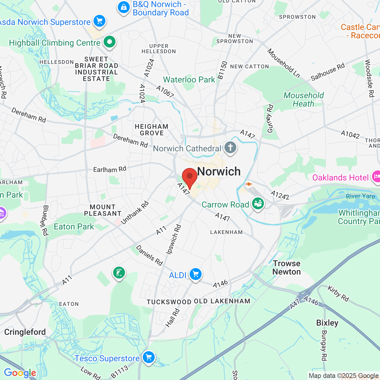 Map showing location of Chapelfield, Norwich, United Kingdom, NR2 1SY