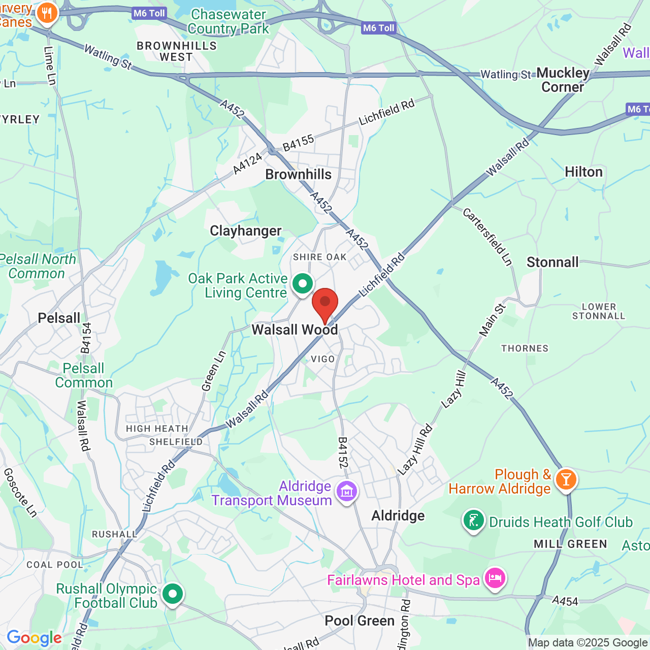 Map showing location of 77, Lichfield Road, Walsall Wood, United Kingdom, WS9 9NP