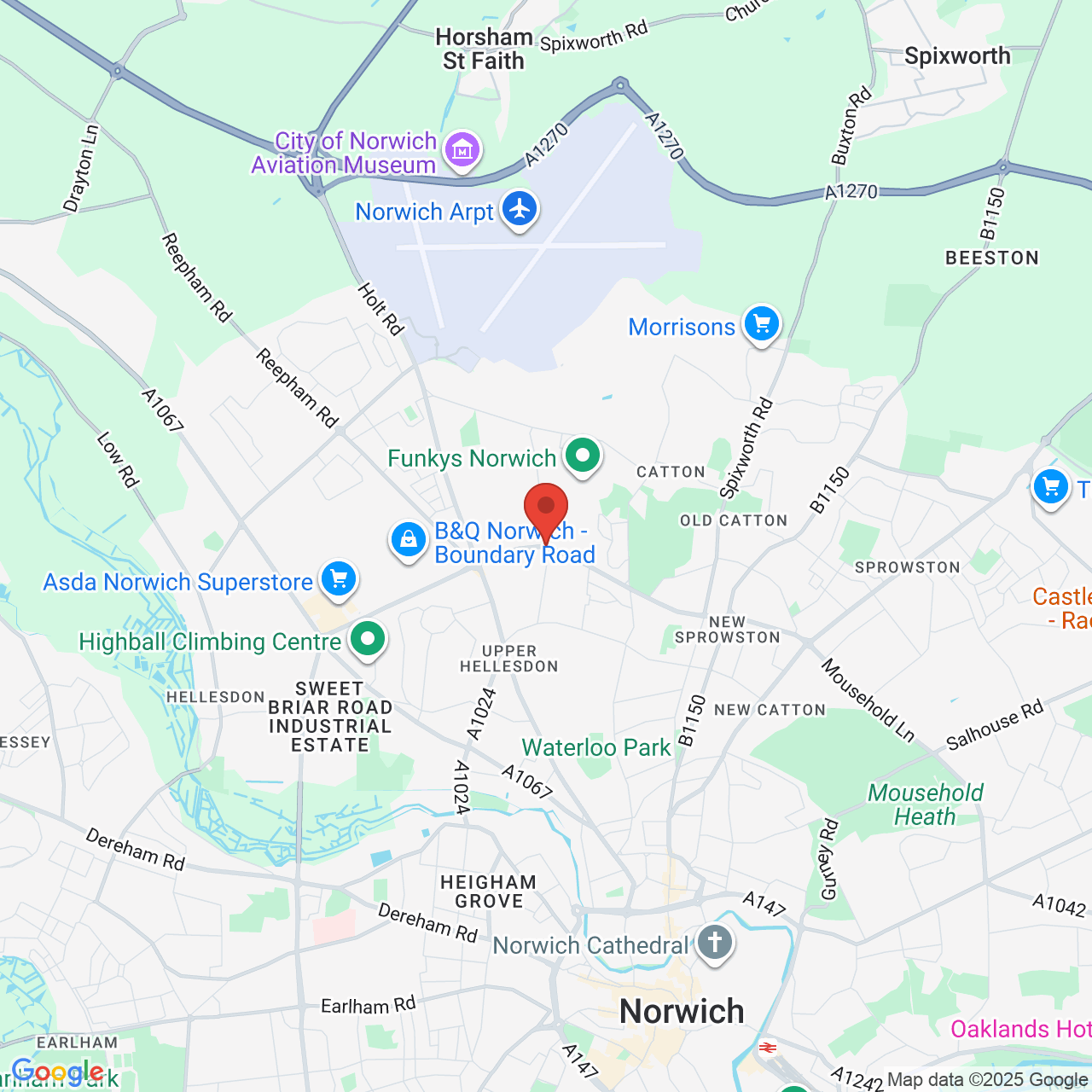Map showing location of Mile Cross Lane, Norwich, United Kingdom, NR6 6SD