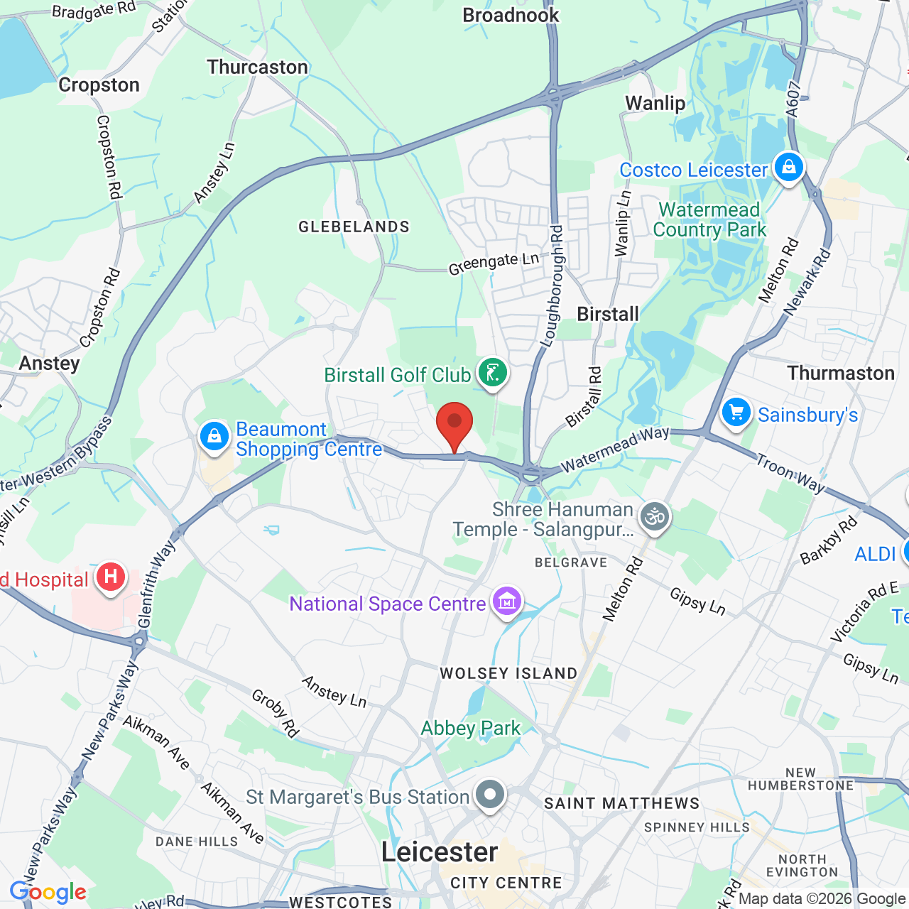 Map showing location of 17, Belgrave Boulevard, Leicester, United Kingdom, LE4 2JD