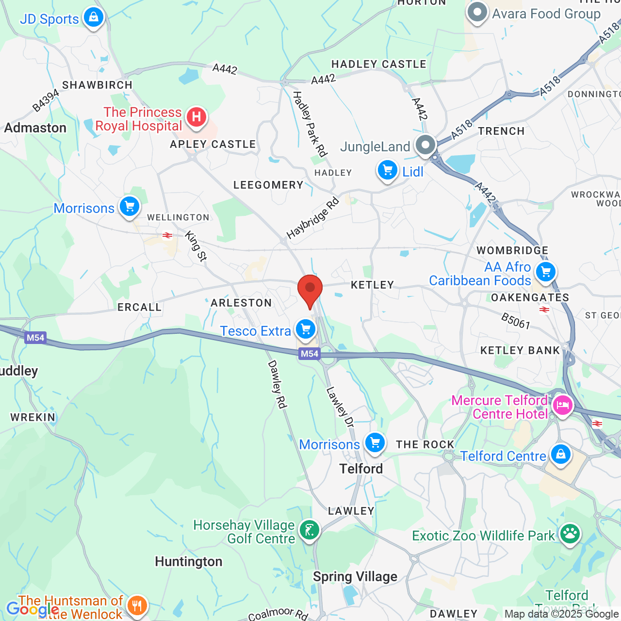 Map showing location of A518, 2 Whitchurch Dr, Wellington, Telford, United Kingdom, TF1 2DE