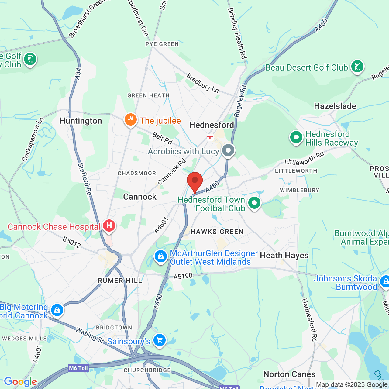 Map showing location of Old Hednesford Rd, Hednesford, Cannock, United Kingdom, WS12 1LT