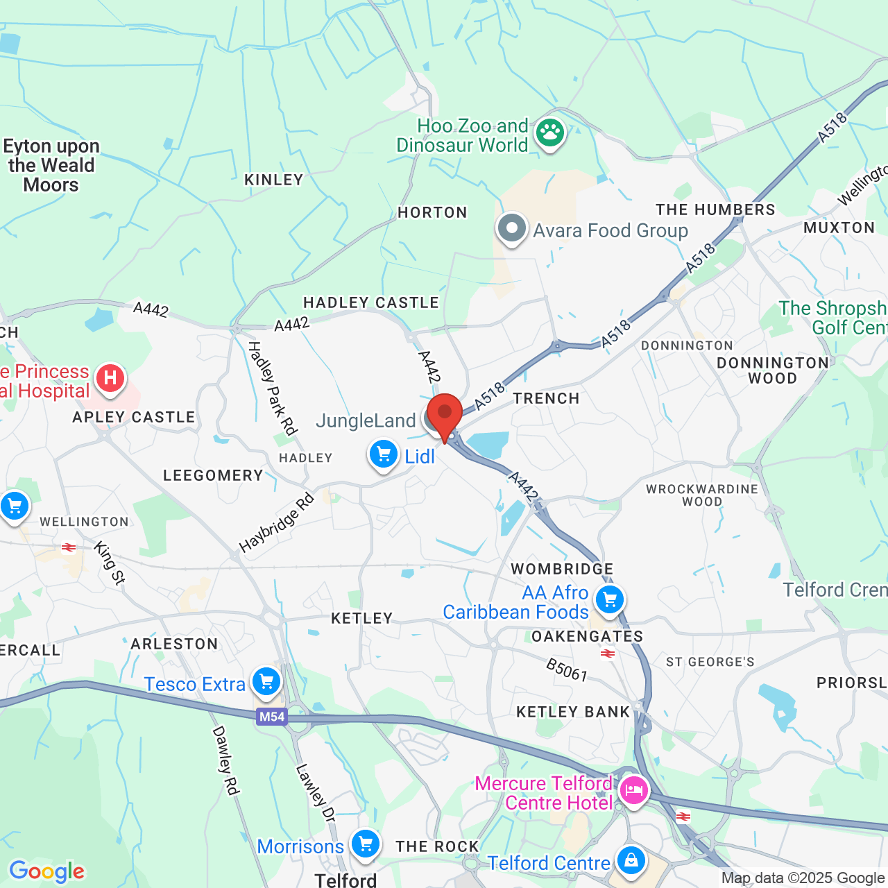 Map showing location of Trench Lock, Enterprise Garage, Hadley, Telford, United Kingdom, TF1 6SZ