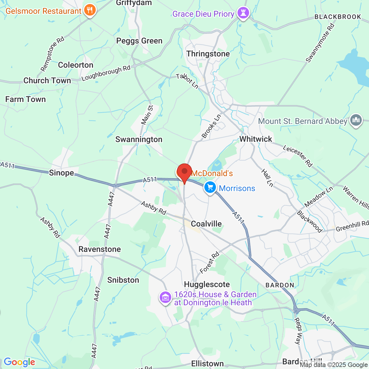 Map showing location of Thornborough Road, Coalville, United Kingdom, LE67 3NU