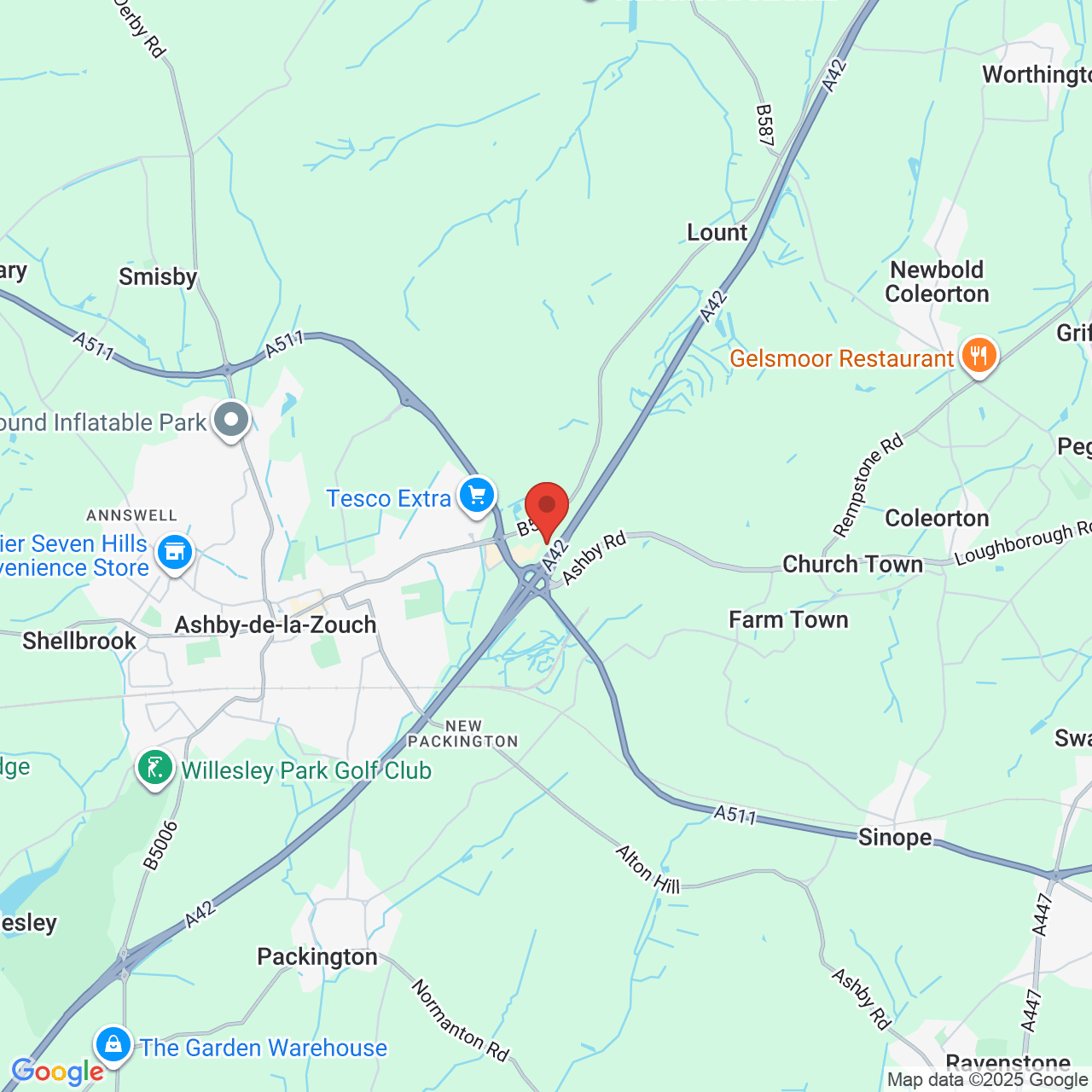 Map showing location of Ashby-de-la-Zouch, United Kingdom, LE65 1JP