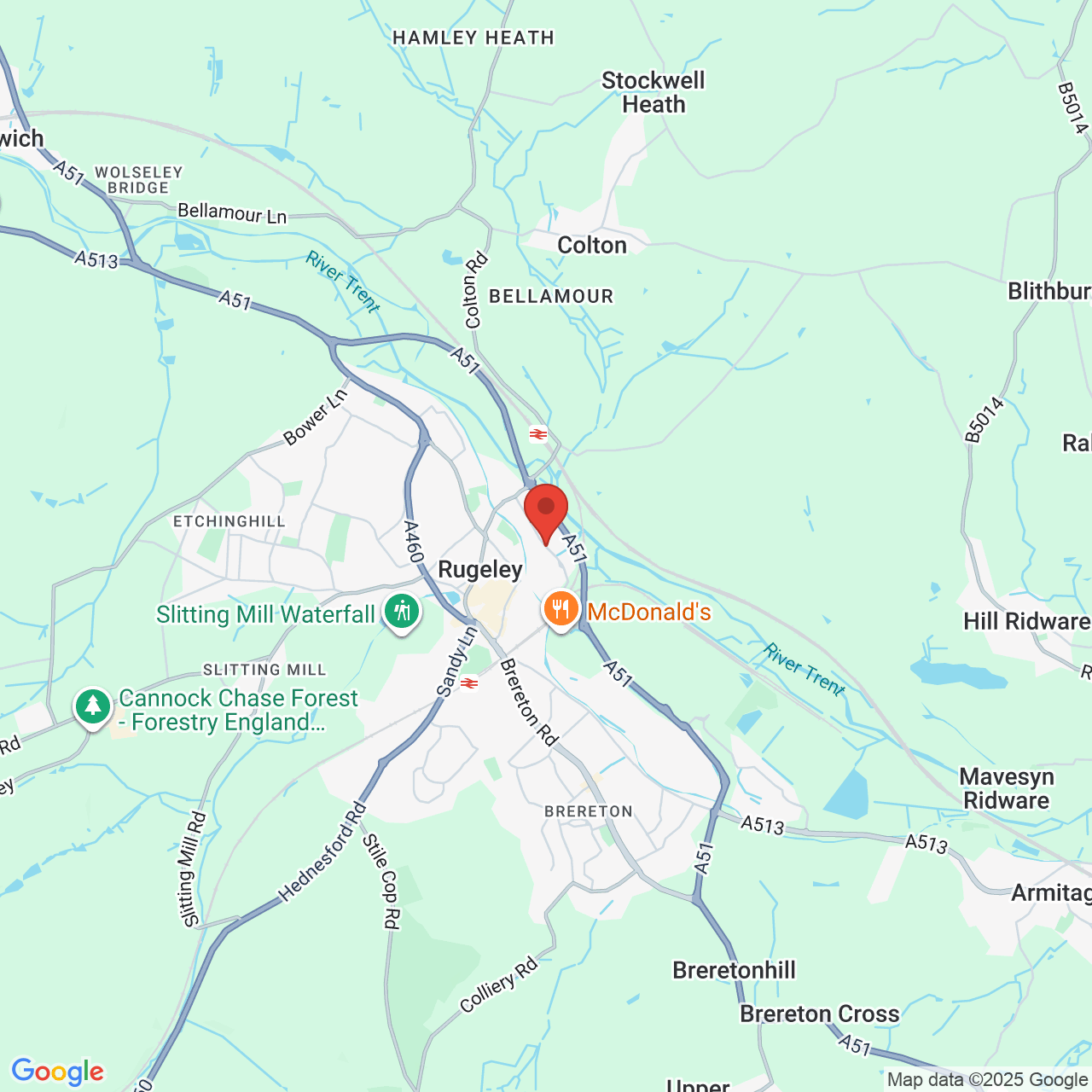 Map showing location of Power Station Rd,, Rugeley, United Kingdom, WS15 2HS