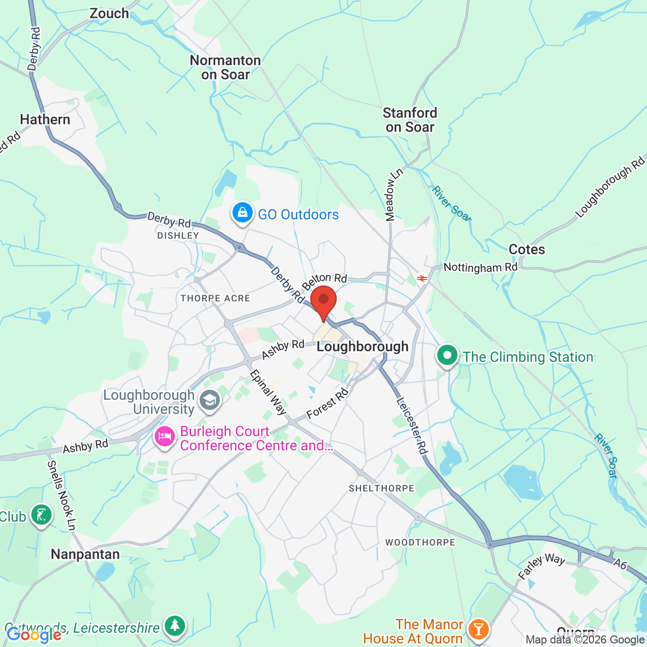 Map showing location of Regent Street, Loughborough, United Kingdom, LE11 5PF
