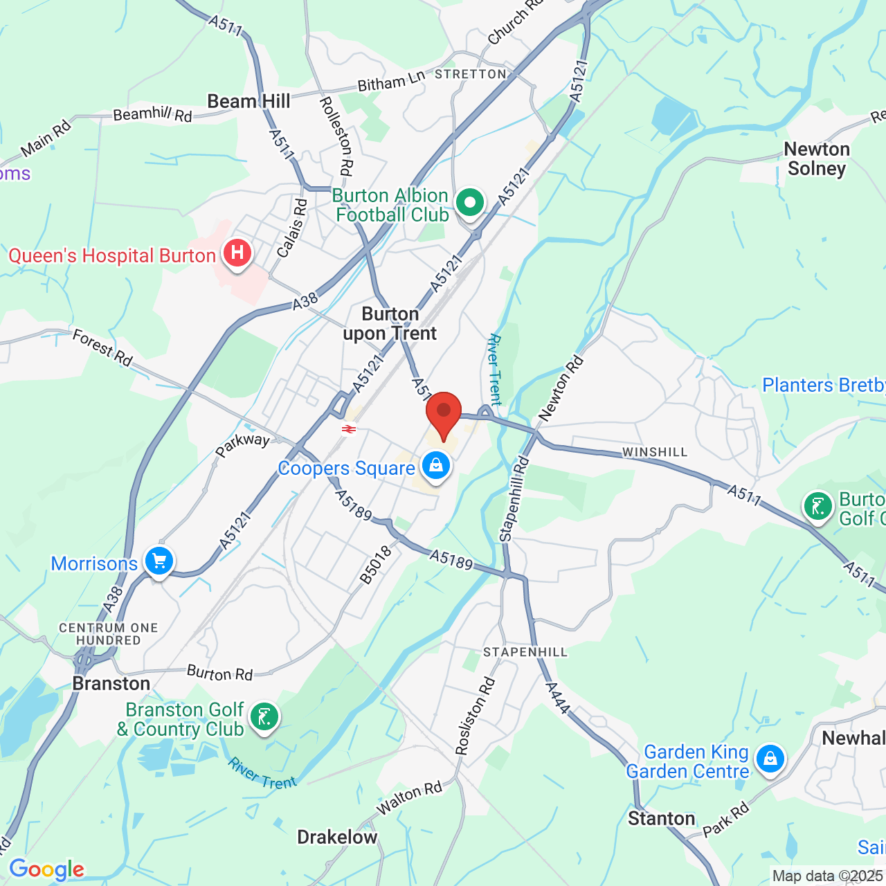 Map showing location of Guild Street, Burton-on-Trent, United Kingdom, DE14 1NQ