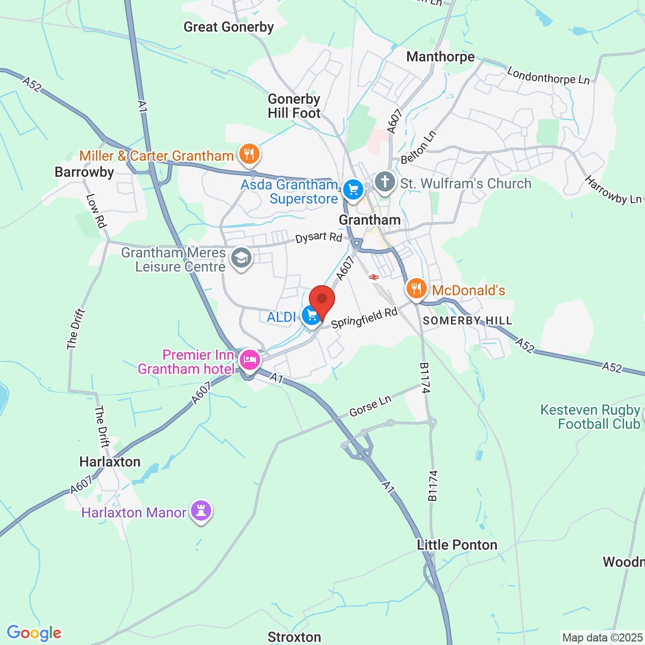 Map showing location of Harlaxton Road, Grantham, United Kingdom, NG31 7SA