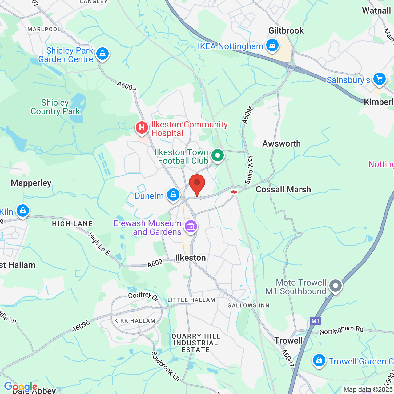 Map showing location of Rutland Street, Ilkeston, United Kingdom, DE7 8DG
