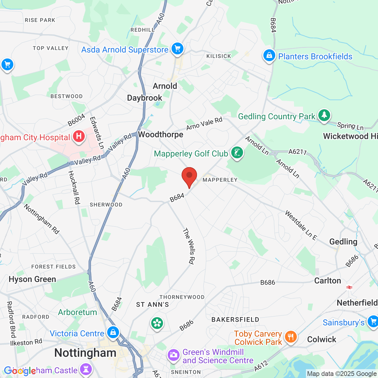 Map showing location of 701 Woodborough Rd, Mapperley, Nottingham, United Kingdom, NG3 5QG