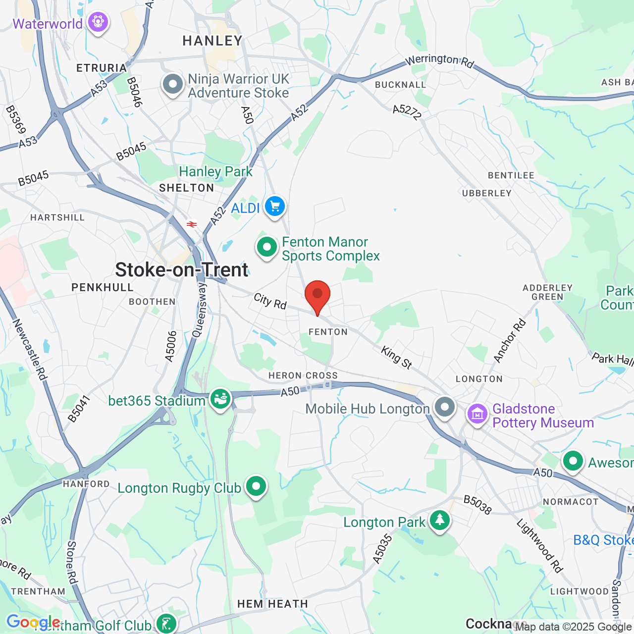 Map showing location of 376 King St, Fenton, Stoke-on-Trent, United Kingdom, ST4 2LT