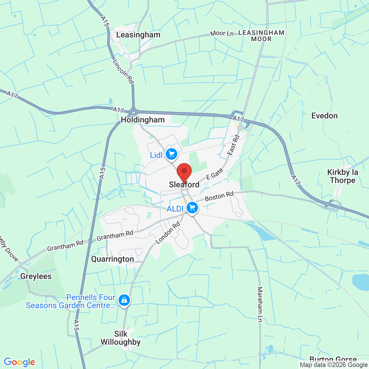 Map showing location of Sleaford, United Kingdom, NG34