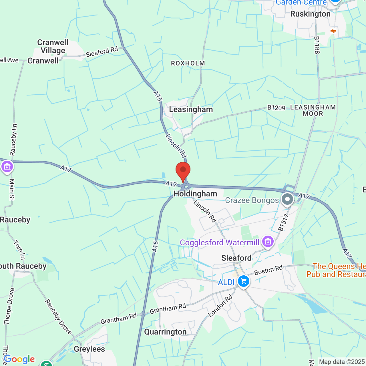 Map showing location of Holdingham Roundabout, Sleaford, United Kingdom, NG34 8NP