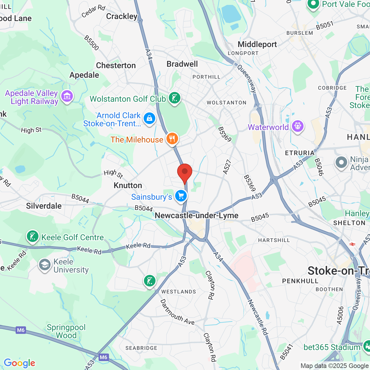Map showing location of 127 Liverpool Rd, Newcastle-under-Lyme, Newcastle, United Kingdom, ST5 9ER