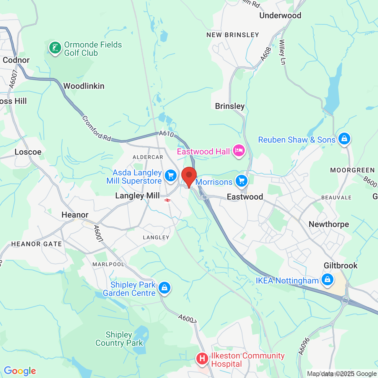 Map showing location of 26, Nottingham Road, Langley Mill, United Kingdom, NG19 4AN