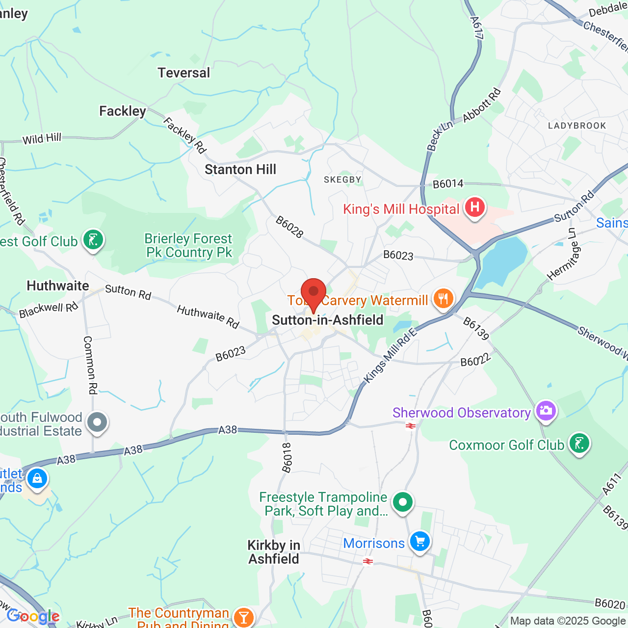 Map showing location of Forest St, Sutton-in-Ashfield, United Kingdom, NG17 2AE